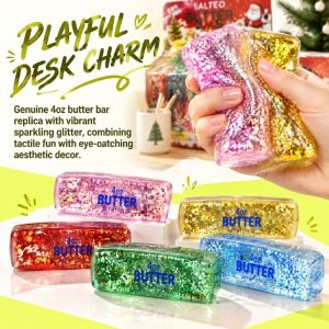 OOC Wet Texture Butter Stick Squishy Toy Glitter Slow Rising Butter Stick Squeeze Toy Sensory Toy Super Soft Fidget Toy Christmas
