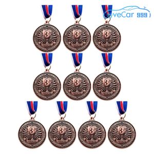 10Pcs Metal Award Medals Set Gold Silver Bronze Decorative Collectibles for Sports and Achievement