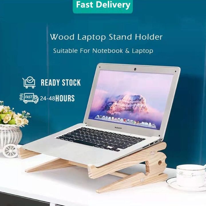 Wood Laptop Stand Cooling Pad for PC Notebook Pro Computer Riser Wooden