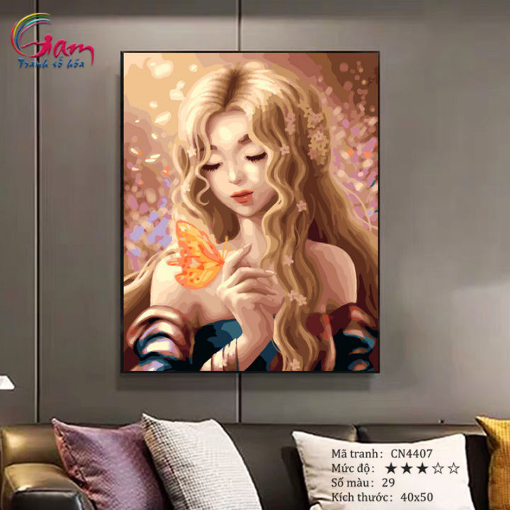 Tranh sơn dầu số hoá trừu tượng tự tô màu theo số GAM Thuyền ánh sáng khổ 40x50cm đã căng khung TT4043