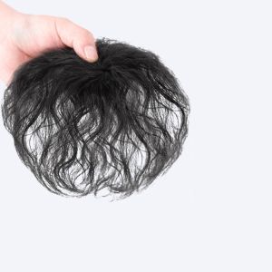 DYJKOUG Fringe Black Fluffy Fake Increase Hair Volume Hair Extensions For Hair Loss Clip In Bangs Toupees Corn Curly Bangs Head Top Wig Block Topper Fake Hair Piece 3D Hair Bangs