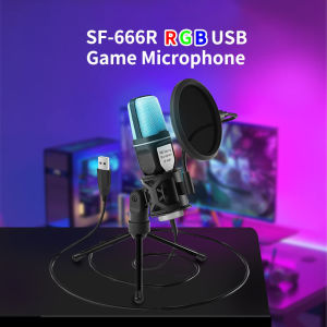 【Ready Stock】USB Microphone Computer Compression Gaming Microphone with RGB Light Adjustable Tripod Stand and Popular Filters for Recording Podcasting Live Streaming Compatible Computers Computers Laptop Desktops.