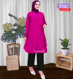 Baju Tunik Jumbo Wanita Santri Putri Modis Nyaman Fashion Muslimah Dewasa Lengan Panjang Polos Elegan