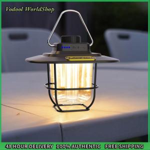 Outdoor LED Lantern with Adjustable Brightness Retro Style and Hook for Camping and Night Hiking