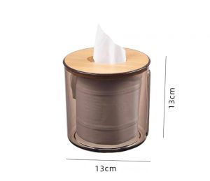 Minimalist Tissue Box Cover Holder Modern Transparent Rectangular Bamboo Facial Tissues Dispenser Tissue Container