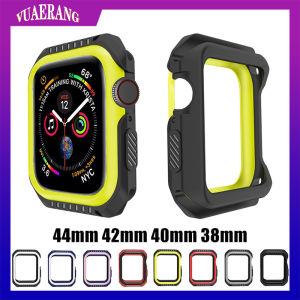 VUAERANG Silicone+Hard Armor Case Compatible for Apple Watch 4 5 6 SE 40MM 44MM Frame Protective Bumper Cover for i Watch 3 2 1 38MM 42MM