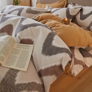 Mr. Jue Full Cotton Brushed Four-Piece Set Pure Cotton Bedding Autumn Winter Quilt Cover Bed Sheet Three-Piece Set Bed Skirt LZD