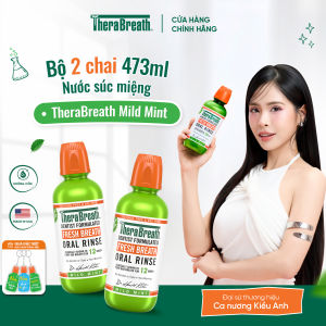 Bộ 2 Nước Súc Miệng TheraBreath Mild Mint - Không cồn không cay - Làm sạch và thơm miệng cho răng miệng nhạy cảm