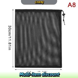 ถุงตาข่ายแบบหูรูดสีดำสีขาวทนทานกระเป๋าเก็บของอเนกประสงค์สำหรับเดินทางบ้านกิจกรรมกลางแจ้