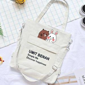 Large Capacity Canvas Korean Fashion Casual Bag With Hand Carry and Backpack Options