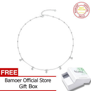 Bamoer Mini Waterdrop moissanite Vòng cổ thiết lập bezel cho phụ nữ 925 Sterling Bạc đính hôn Vòng cổ msn027