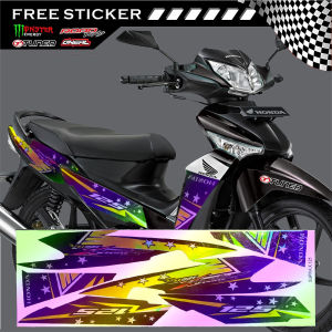 STIKER STRIPING MOTOR HONDA SUPRA VARIASI HITAM KUNING TERMURAH DAN TERLARIS