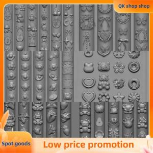 ✨QK shop✨ 3D Silicone Mold For Nail Art Design Relief Bow Strawberry Baroque Pattern Manicure Templates Plates Tools Accessories