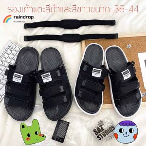 🌈raindrop🌈Men’s shoesรองเท้าแตะสำหรับนักเรียนฤดูร้อนรองเท้าแตะแบบใช้คู่และรองเท้าแตะรองเท้าเดินชายหาดกลางแจ้งแบบสบาย ๆ
