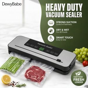 DewyBabe Vacuum Sealer Machine Auto Touch Control Dry Wet Mode Airtight Food Storage Kitchen Meal Prep