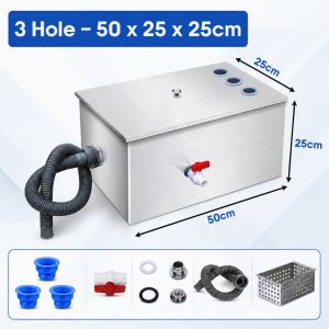 Grease Trap Oil Water Separator Stainless Steel Commercial Kitchen Interceptor For Sink Perangkap Minyak Dapur Restoran