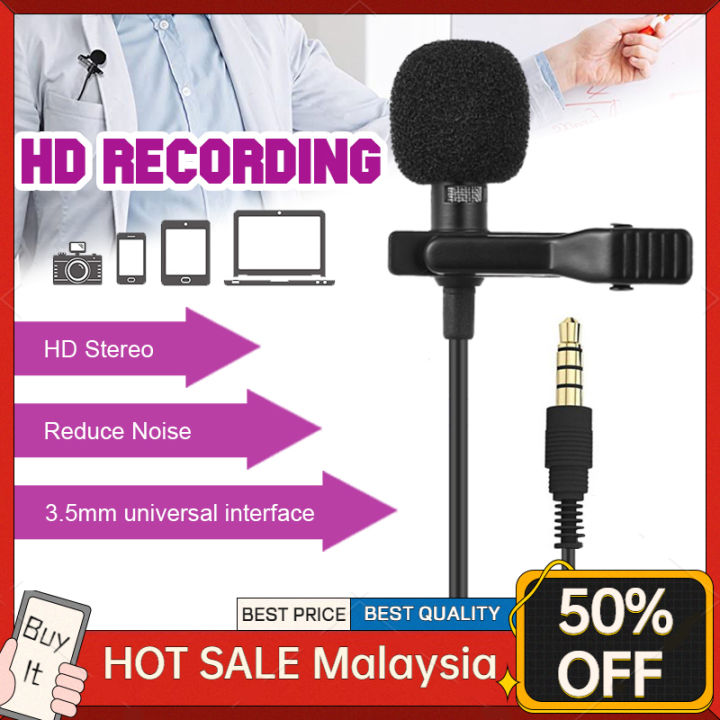 Hands-Free Clip-On Lapel Microphone For PC, Computer, Phone – Mini Lavalier Mic With 3.5mm Plug