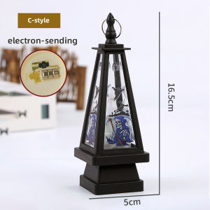 โคมไฟพลาสติกแขวนผนัง เทียนอิเล็กทรอนิกส์ โคมไฟวาดฟักทองฮาโลวีน วาด แม่มดน่ารัก ของขวัญส่งลูก เทียนประดับฮาโลวีน ตกแต่งร้านค้าและโรงแรม