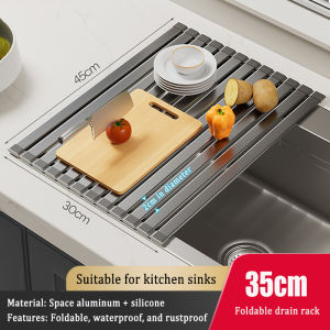 MEIDOO Kitchen sink drainer dish drainer roll-up storage rack foldable dish mat