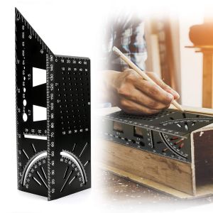 Plastic Multi-functional 45/90 Degree Angle Ruler Woodworking Scribe Mark Line Layout Ruler 3D Mitre Angle Measure Ruler