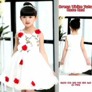 DRESS ANAK PEREMPUAN IMPORT MURAH DRESS TUTU RED ROSE