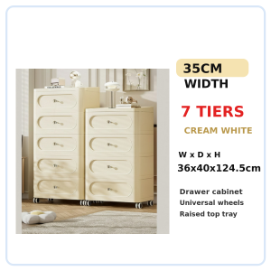 【COZYCASA】Light Luxury Drawer Cabinet with Wheels 3-7 Tier Cream Storage Cabinet