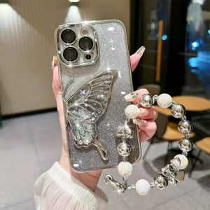 Phone Case For Samsung S25 S24 S23 S22 S21 S20 FE Note 20 Ultra 10 Plus 9 5G Soft Shockproof Back Cover Butterfly Flowing Glitter