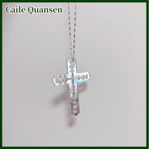 Caile สร้อยคอจี้อะคริลิคใบมีดไขว้แบบ Y2K สำหรับผู้หญิงผู้ชายเครื่องประดับกระดูกไหปลาร้าแนวฮาราจูกุ