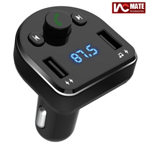 Bluetooth FM Transmitter Car Charger Wireless Bluetooth FM Radio Adapter Music Player /Car Kit and 2 USB Ports Charger Support USB Drive