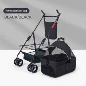 SG [In Stock] Foldable Dog/Cat Travel Stroller Portable Small Pet Carrier with Removable Basket and Breathable Window