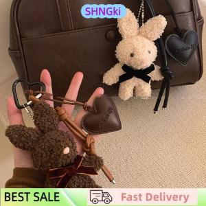 SHNGki Kawaii Plush Rabbit Keychain Y2K Cute Sweet Bunny Stuffed Keyring Backpack Pendant Bag Hanging Decoration For Girls Gift
