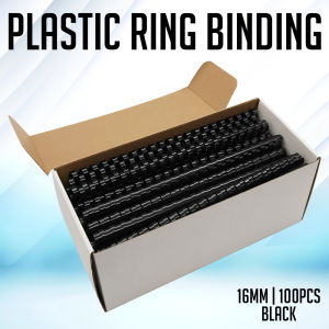 Linework 6mm to16mm Plastic Ring Binding A4 21 holes White/Black/Blue
