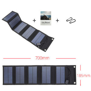 Portable Solar Panel Charger With Adapter Cable Integrated Solar Panel Usb Charger Heavy Duty Solar Generator 18W 21W Solar Panel Only Folding Waterproof Outdoor Compatible with Portable Generator Smartphones Tablets and More