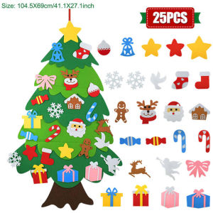 DIY Felt Christmas Tree New Year Toddler Kids Handmade Gift Toys Door Wall Hanging Ornaments Holiday Party Home Decor Set