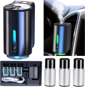 Smart Car Air Freshener Car Air Freshener Diffuser Rechargeable Cars Aroma Diffuser 3 Levels of Adjustable Intelligent Cars Diffuser with 3 Bottles of Cologne