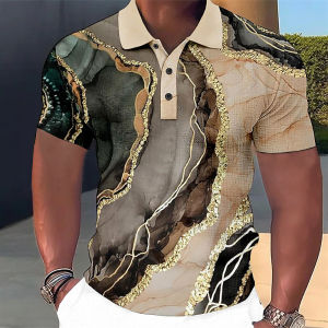 [Local Stock] HBESTY  Mens Polo Luxury T-Shirt 3D Colorful Printed Fashionable MenS Clothing Street Designer Short Sleeve Oversized Shirt And Blouse