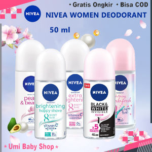 Deodorant Nivea Roll On Extra Whitening Pearl & Bauty 50ml - Pencegah Bau Badan Deodoran Wanita Hijab Fresh - Umi Baby Shop