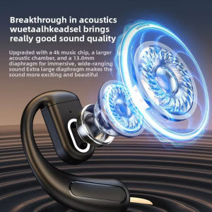Beiziye Open Ear Bluetooth Headset Wireless Single Earbud 180° Rotatable Earhook Headphones Sport Clip Earbud Bluetooth 5.4 with Mic for Business Office Work