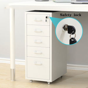 【Free Shipping】Harper 5 Layer Metal Drawer Cabinet Metal Organizer File Cabinet Filing Cabinet Home Office Drawer ( Big Bottom Drawer ) With Lock and Key With Wheels
