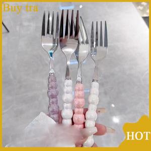 [Buytra] Handle Fork For Dessert Household Steak Stainless Steel Fork Salad Fork Dessert Pasta Fork Kitchen Accessories Gadgets