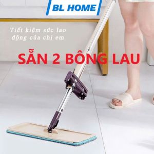 Cây lau nhà tự vắt phẳng thông minh 360 độ - Có sẵn 2 bông lau chổi lau tiện lợi