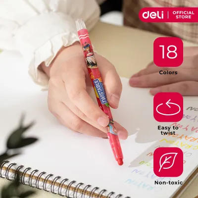 Deli C217-18 One Piece Twistable Crayon 18 Colors