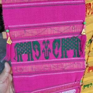 ตุงไหมพรมถักเต็มผืน ลายช้าง ตุงล้านนา ตุงพื้นเมือง 2 ชิ้น