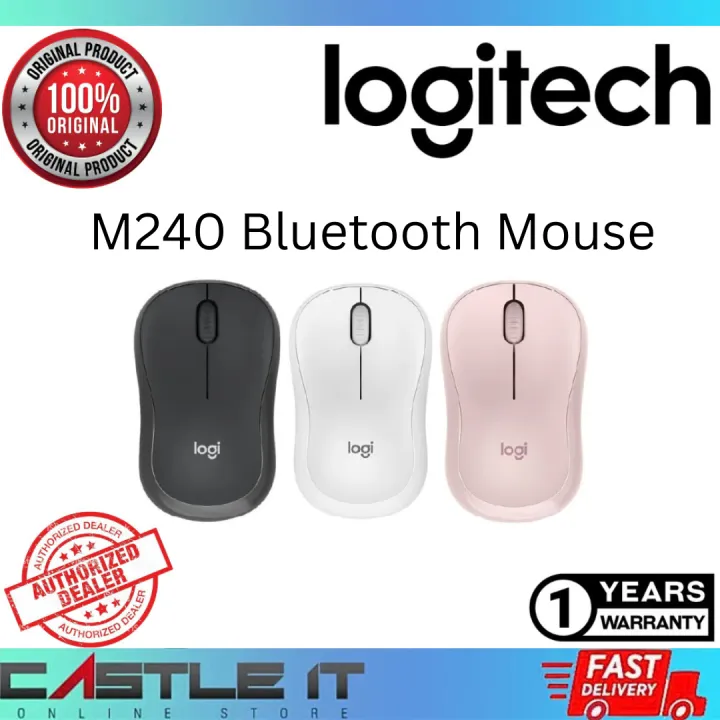 Logitech M240 Silent Bluetooth Wireless Mouse Graphite Off White Rose