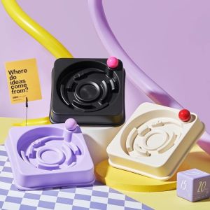 KGASBT ไม่ลื่น ชามป้อนอาหารแบบช้า ป้องกันการพลิกคว่ำ ป้องกันการกลืน ชามแมว เป็นมิตรกับสิ่งแวดล้อม พลาสติก จานให้อาหารสุนัข ที่ให้อาหารแมวแบบช้าๆ