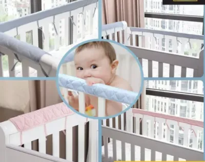 [SG STOCK] Safe Protective For Long Anti Bite Newborn Home Front Side Soft Nursing Padded Teething Guard Baby Crib Rail Cover