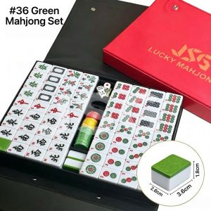 Mahjong set color green with number standard size (Green)