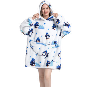 Pokemon Family Pajamas New Cold-Proof Clothes Hooded Sweater Children Wearable Blanket Baby Oversized Lengthened