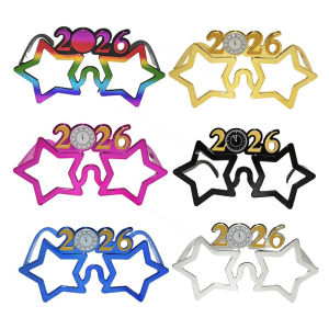 [Habilulu] 2026 Number Eyeglasses Happy New Year Glasses Glitter Sunglasses Cosplay Prop Xmas Party Decoration Funny Glasses