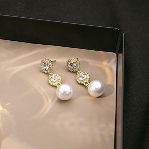 Pearl Rhinestone Tassel Earrings Korean Fashion Elegant Party Earring Jewelry Accessories for Women Girls